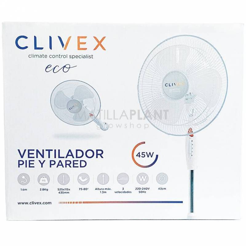 Ventilador Clivex Eco Pie y Pared 3 Velocidad 40cm (45W)