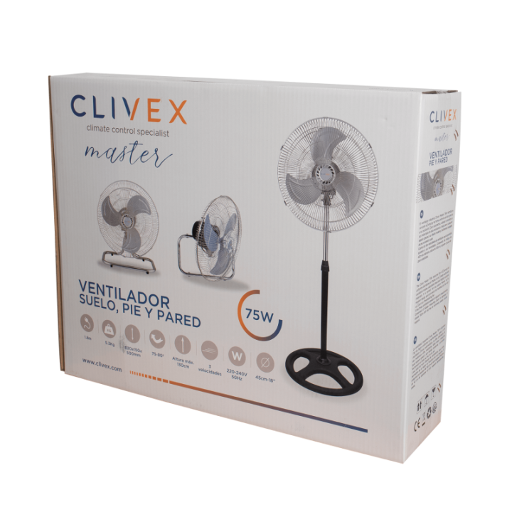 Ventilador clivex master industrial v2 3 en 1 75 w